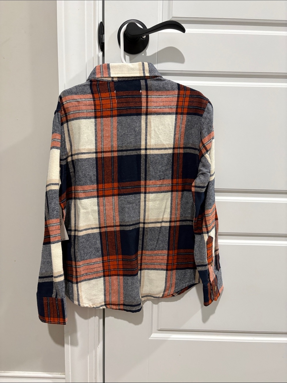 Old Navy Navy, Orange & Cream Plaid Button-Down Shirt - Picture 4 of 4